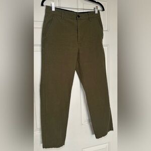 Men’s Rhythm Olive Green Classic Flat Front Cotton Chino Pants‎ Size 28x26